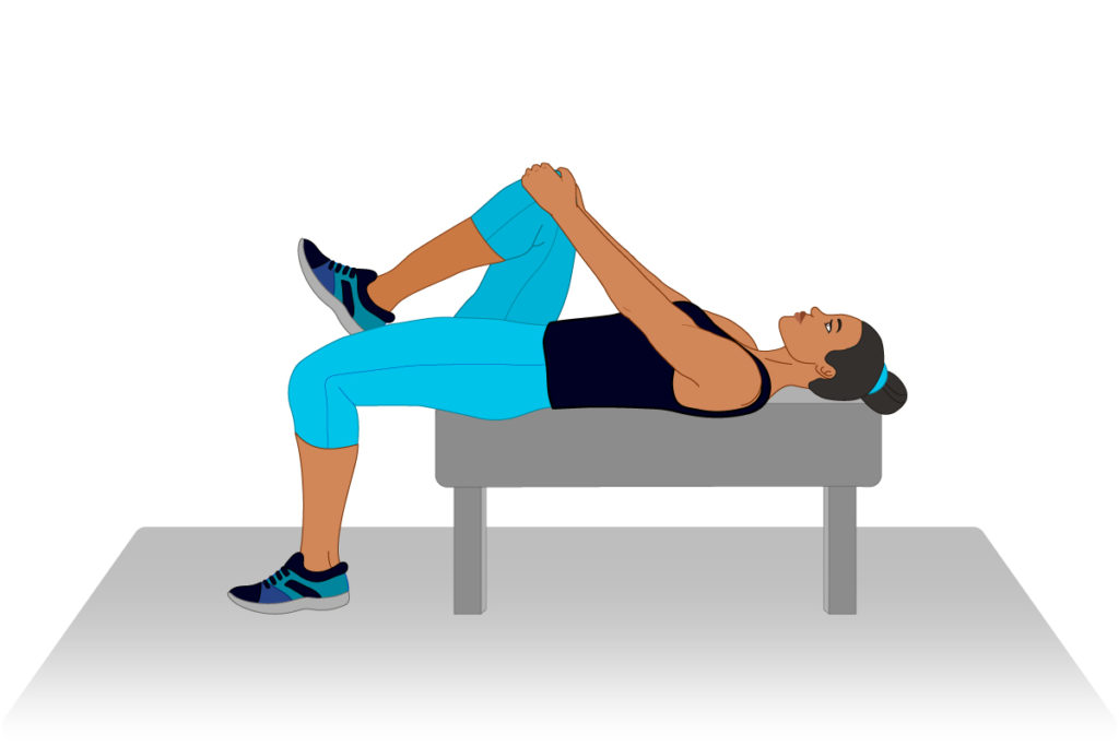 Hip flexor stretch edge of table