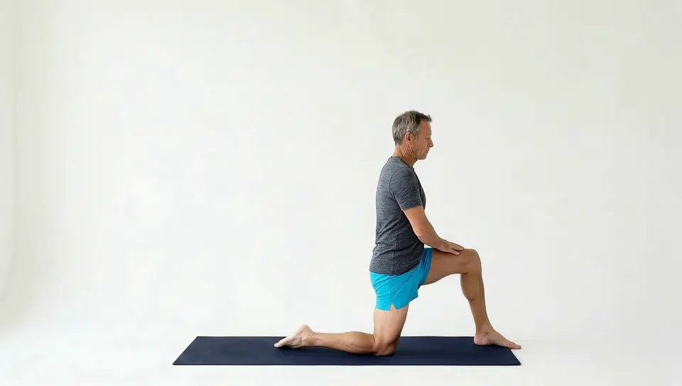 Woman in a kneeling lunge position reaching one arm overhead into a side bend to stretch the hip flexors and obliques